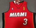 Maillot de Basket #3 Wade Heat 2005-06 M&N Imprimé Rouge ave finals patch